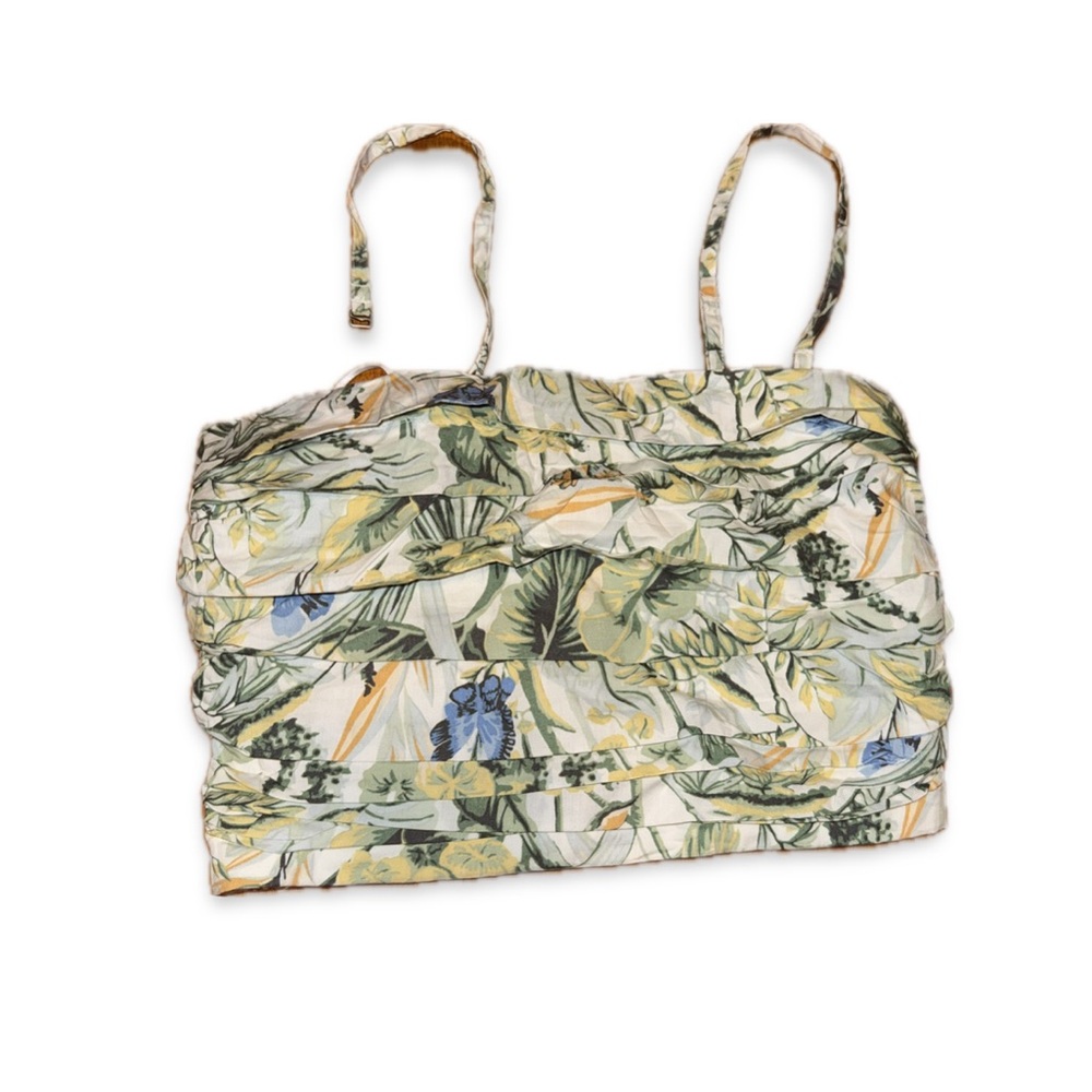 Abercrombie & Fitch Floral Print Crop Top - Green and Blue